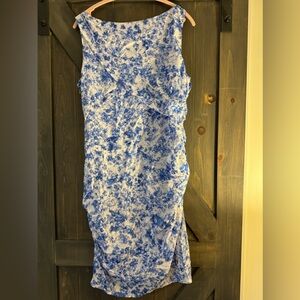 Ann Taylor Sleeveless Blue and White Floral Midi Dress size 16 NWT